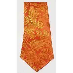 Laurant Bennet Milano Necktie Men's Paisley Print Orange/Gold/Yellow Italian Tie
